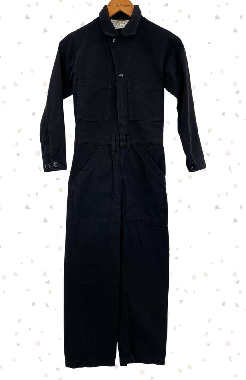 Big Bud Press Basic Black Everyday Jumpsuit Boilersuit Coveralls Cotton Size XXS